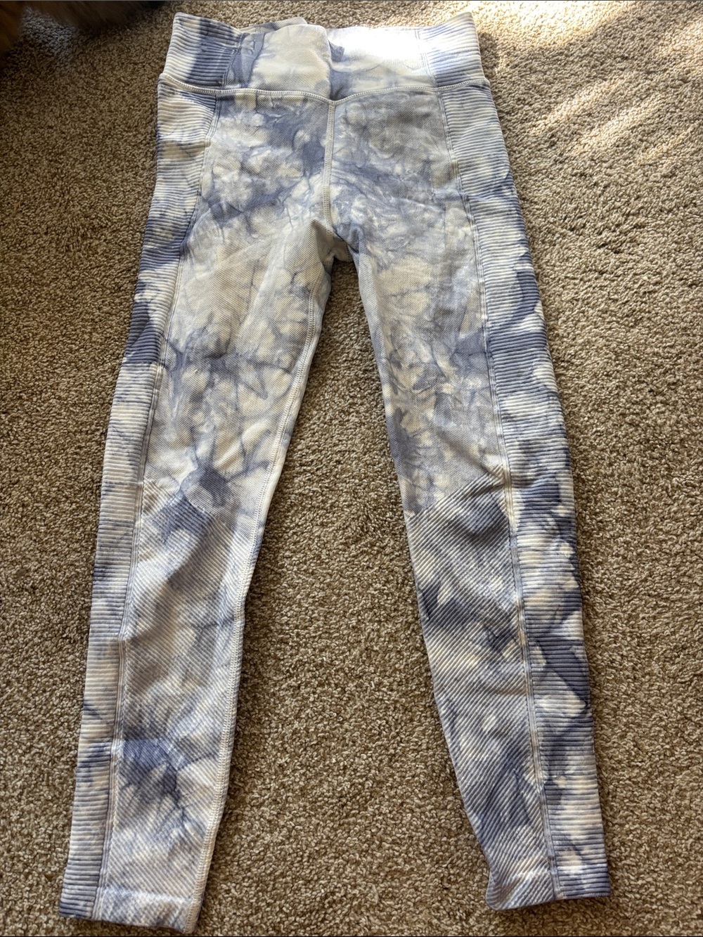 aerie Blue and White Tie-Dye High-Rise Bike Shorts